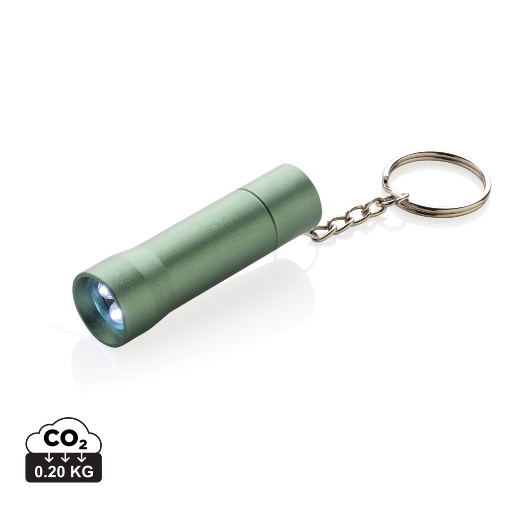Porte-clés personnalisé alu recyclé RCS avec torche Flash Vert 